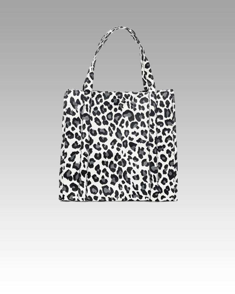 Sac à main fourre-tout Léa imprimé léopard blanc - Accessoire tendance pour femmes chez Izamel.