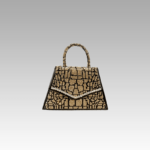 Sac à main Ophélie bicolore champagne noir - Accessoire tendance avec motif crocodile et strass pour femmes chez Izamel.