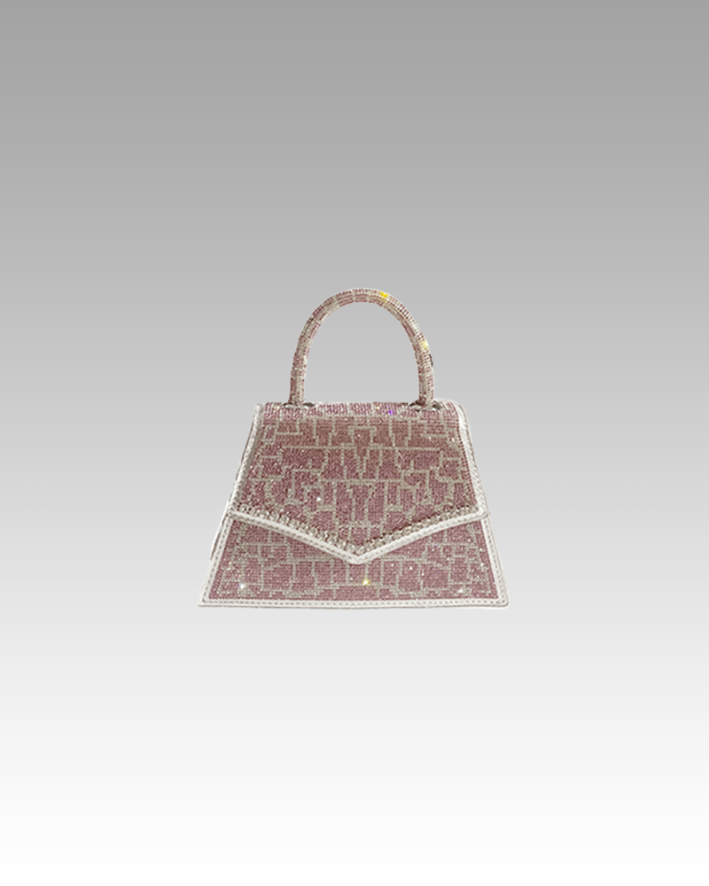 Sac à main Ophélie rose - Accessoire tendance avec motif crocodile et strass pour femmes chez Izamel.