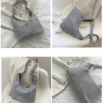 Aliya : Sac à main épaule scintillant, sublimé par des strass, capturé sous différents angles pour révéler sa splendeur.