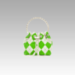 Image d'un sac à main Chelsea pour femmes, motif damier vert avec strass.