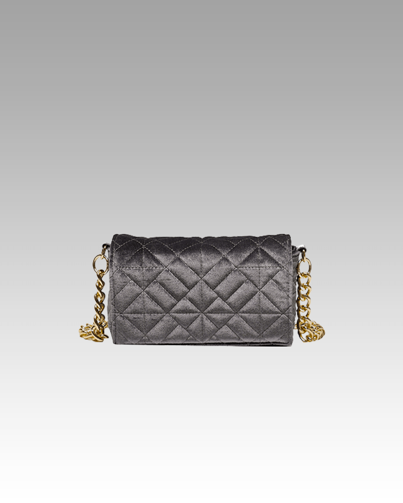 Sac à main en velours gris pour femmes - Cristina - Boutique Izamel Fashion.