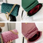 Sac à main en velours Cristina - Vue sous différents angles - Boutique Izamel Fashion.