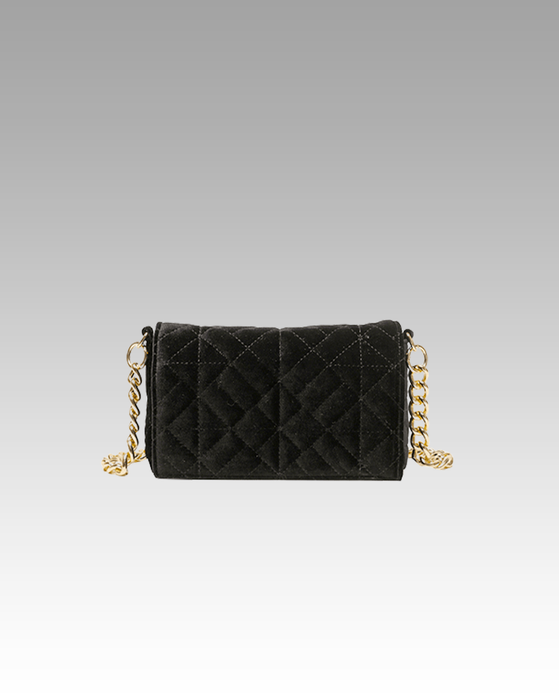 Sac à main en velours noir pour femmes - Cristina - Boutique Izamel Fashion.