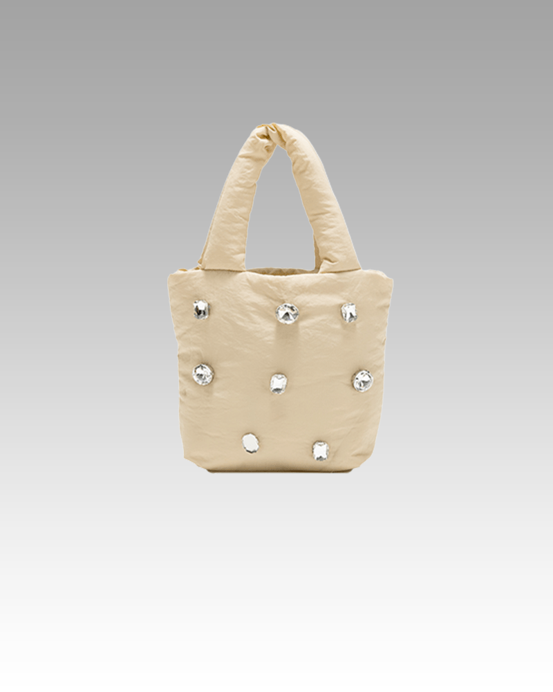 Sac à main Tyler beige avec strass pour femmes - Boutique Izamel.
