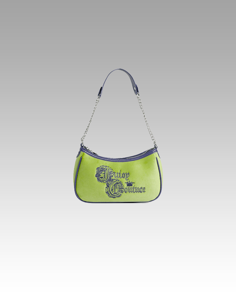Sac à main Manel d'épaule en velours vers et bleu pour femmes - Boutique Izamel.