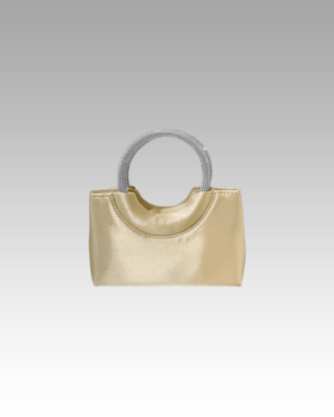 Myriam : Sac à main en satin doré pour femmes - L'éclat sophistiqué de l'élégance à la boutique Izamel.