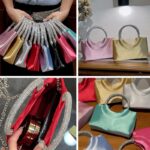 Sac à main Myriam satin multicolore vignettes variées.
