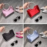 Myriam : Sac à main en satin multicolore avec vignettes variées - Une élégance éclatante à votre portée.
