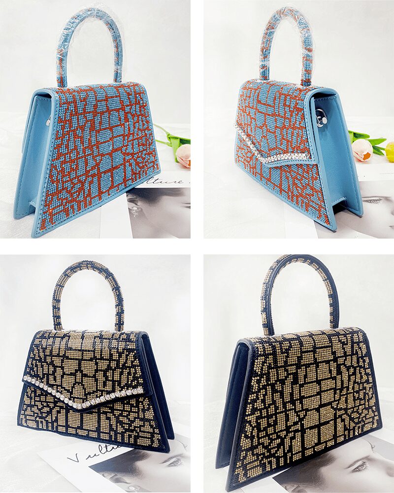 Sac à main Ophélie bicolore - Accessoire tendance sous différents angles pour femmes chez Izamel.