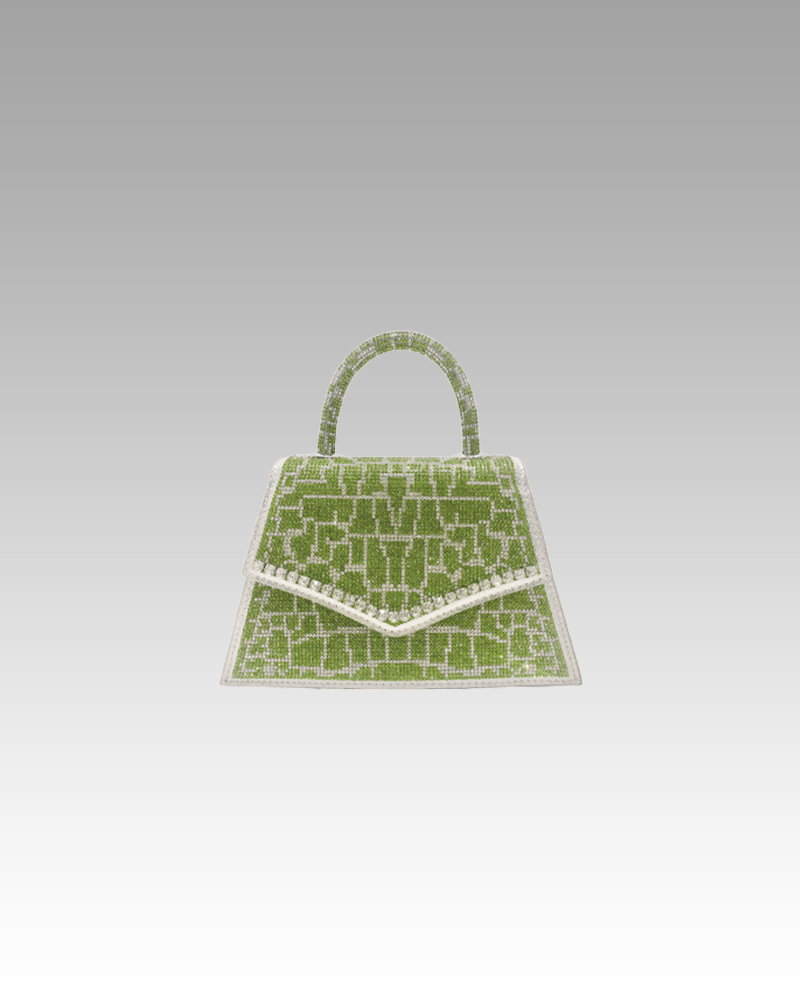 Sac à main Ophélie vert - Accessoire tendance avec motif crocodile et strass pour femmes chez Izamel.