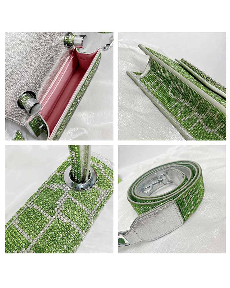 Sac à main Ophélie vert - Accessoire tendance sous différents angles pour femmes chez Izamel.