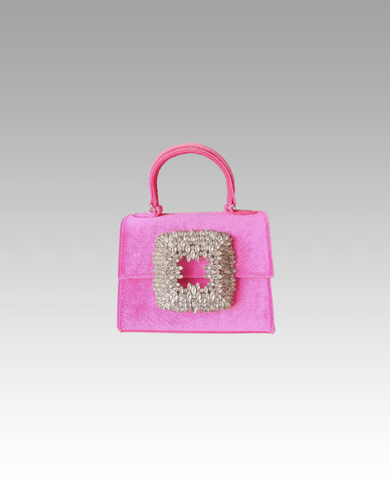 Elise Sac à Main Velours Rose Strass - Accessoire Chic pour Femmes dans la Boutique Izamel