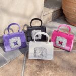 Elise Sac à Main Velours Strass - Collection Polyvalente en Plusieurs Couleurs pour Varier votre Style.
