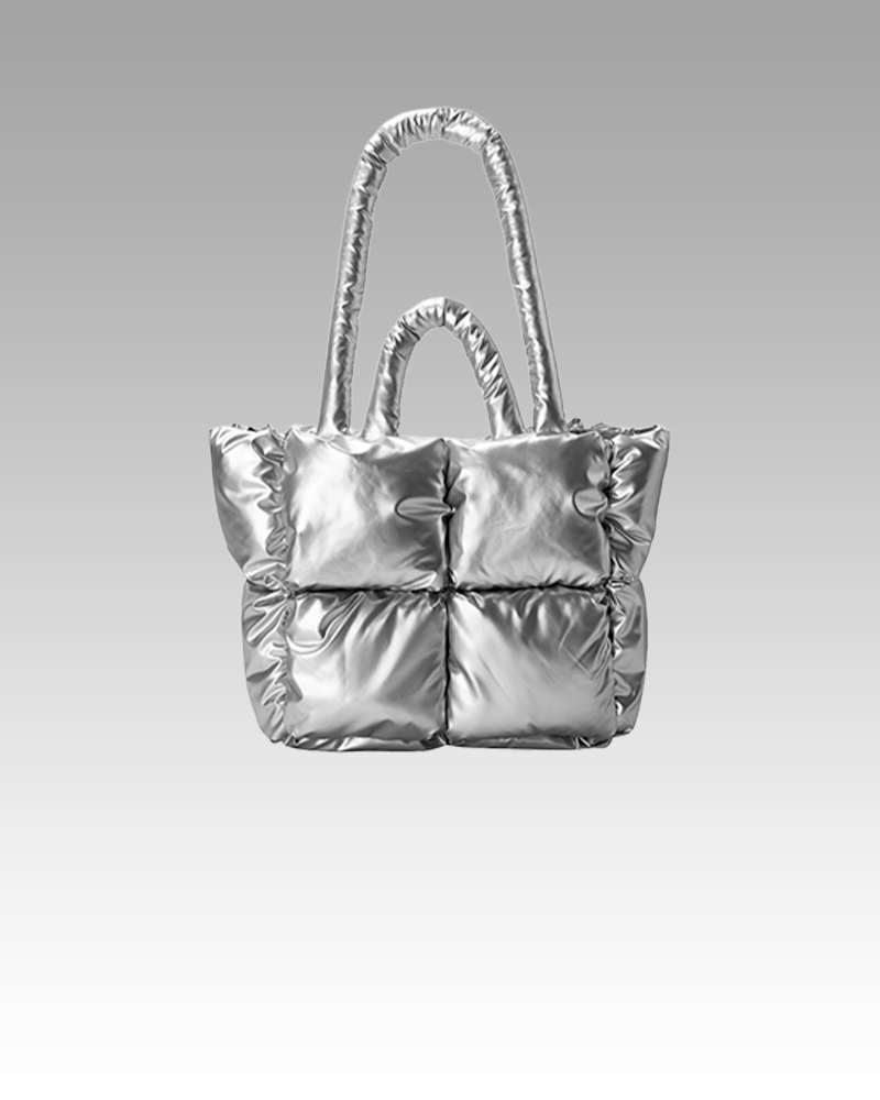 Sac à main matelassé argenté Rachel - Accessoire tendance pour femmes chez Izamel.