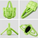 Sac à main matelassé vert fluo Rachel - Accessoire tendance sous différents angles pour femmes chez Izamel.