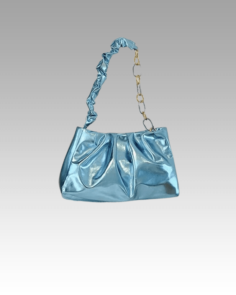 Siham sac à main d'épaule plissé bleu - Accessoire chic dans la Boutique Izamel pour femmes.