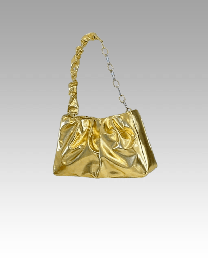 Siham sac à main d'épaule Plissé Doré - Accessoire Chic dans la Boutique Izamel pour Femmes.