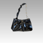 Siham Sac à Main d'épaule Plissé Noir - Accessoire chic dans la boutique Izamel pour femmes.