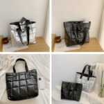 Explorez la sophistication sans limites du sac à main fourre-tout matelassé de Maïssane, immortalisé à travers une série de vinettes artistiques.
