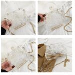 Le sac à main Megan blanc craquelé, photographié sous divers angles, dévoile son charme singulier et tendance.