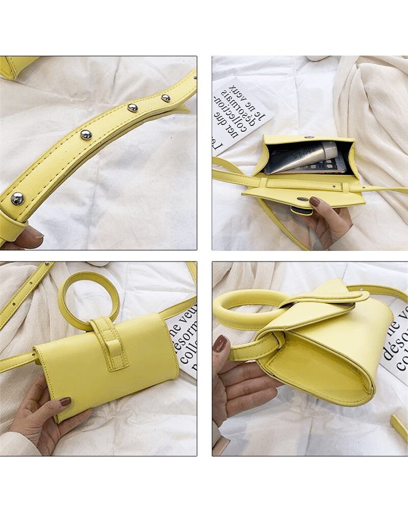 Jasmine sac à main similicuir jaune - Polyvalence à travers divers angles - Accessoire de mode Izamel.