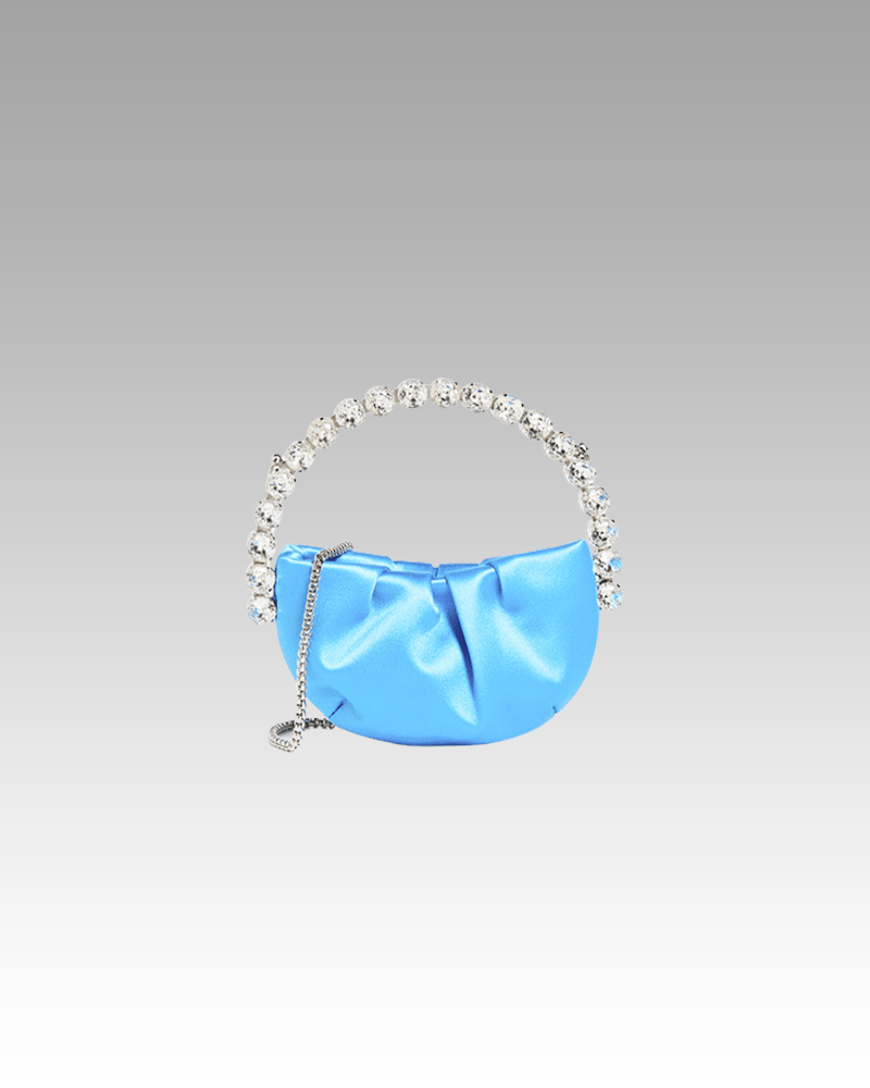 Sac à main similicuir bleu avec poignée strass - Découvrez l'élégance exclusive chez Izamel.