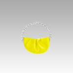 Le sac à main Crystal en similicuir jaune, sublimé par une poignée étincelante de strass, une touche de glamour incontournable pour les femmes chez Izamel.