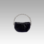 Découvrez le sac à main en similicuir noir avec une poignée scintillante de strass pour femmes, une touche de glamour chez Izamel.