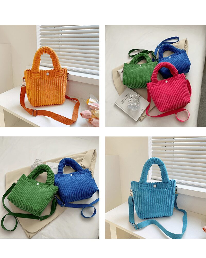 Découvrez la diversité chromatique de la collection Daisy Sac à Main Fourre-Tout en Velours Côtelé, offrant une gamme variée de couleurs éclatantes pour s'adapter à toutes les occasions.