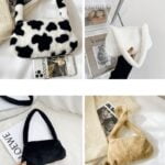Sac à main Jamie d'Izamel en peluche avec motifs variés, un accessoire de mode incontournable.
