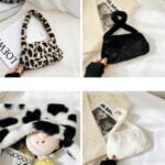 Sac à main Jamie d'Izamel en peluche avec motifs variés.