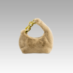 Sac à main Julie en fausse fourrure marron - Accessoire de mode chic disponible chez Izamel Boutique pour les femmes soucieuses de leur style.