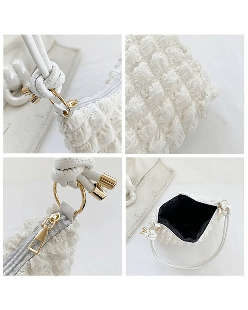 Explorez la pureté du style avec Kate, le sac à main fourre-tout blanc, capturé sous divers angles pour une vision complète de l'élégance.