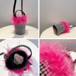 Sac à main Kendal avec strass et plume rose