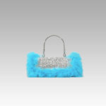 Sac à main Kylie strass et plume bleu femme - Boutique Izamel.