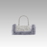 Kylie sac à main strass plume gris femme boutique Izamel.