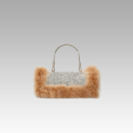 Kylie sac à main strass plume marron femme boutique Izamel.