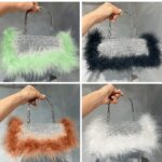 Kylie sac à main strass plume plusieurs couleurs variées.