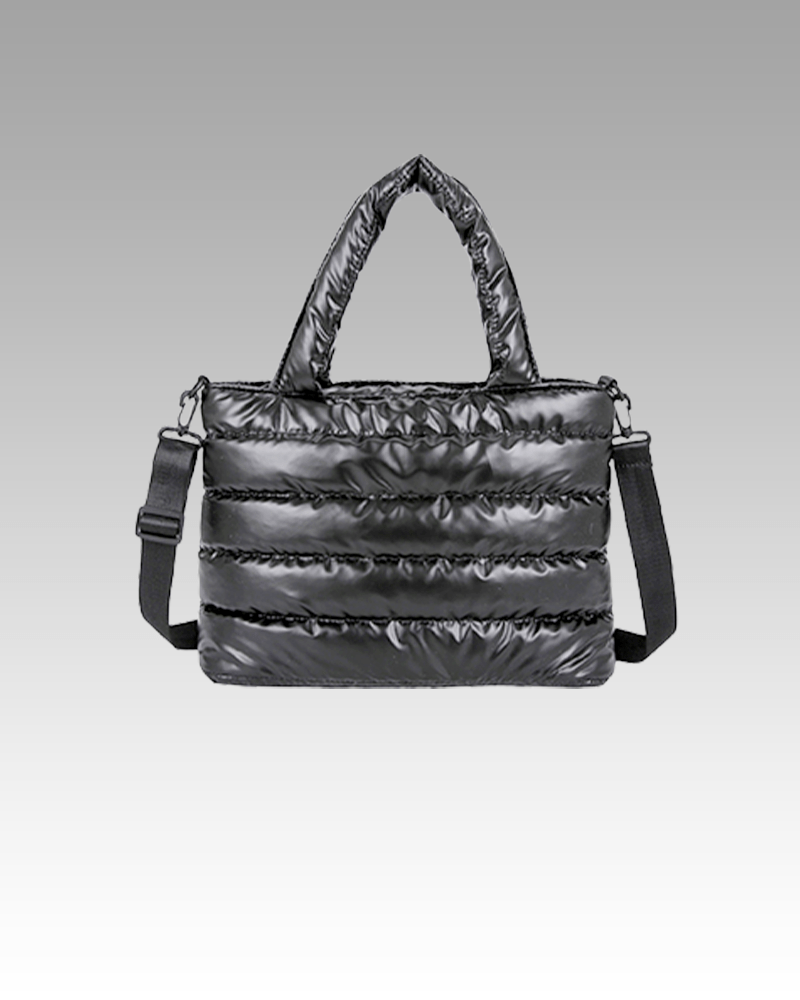 Sac à main matelassé noir Lara, disponible dans la boutique Izamel pour femmes.