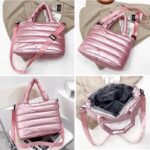 Sac à main matelassé rose Lara, présenté sous différents angles pour une vue détaillée.