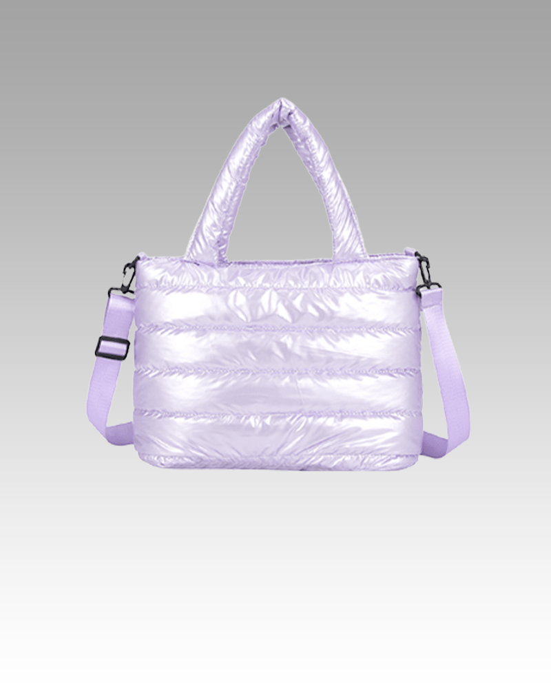 Sac à main matelassé violet Lara d'Izamel, un choix élégant pour les femmes.