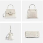 Sac à main blanc Lindsey en velours, présenté sous divers angles pour une vue détaillée.
