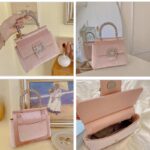 Sac à main rose Lindsey en velours, accessoire de mode tendance, mis en situation dans un environnement chic.