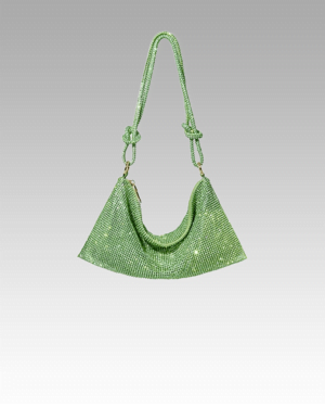 Lita-sac-à-main-porté-épaule-vert-strass-femme-boutique-izamel Sac à bandoulière Lita vert orné de strass, porté à l'épaule, pour femme, disponible chez Izamel.