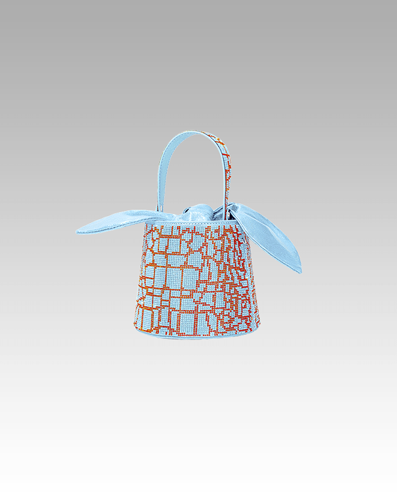 Sac à main bicolore Priscilla - bleu et rouge - motif crocodile et strass pour femmes.