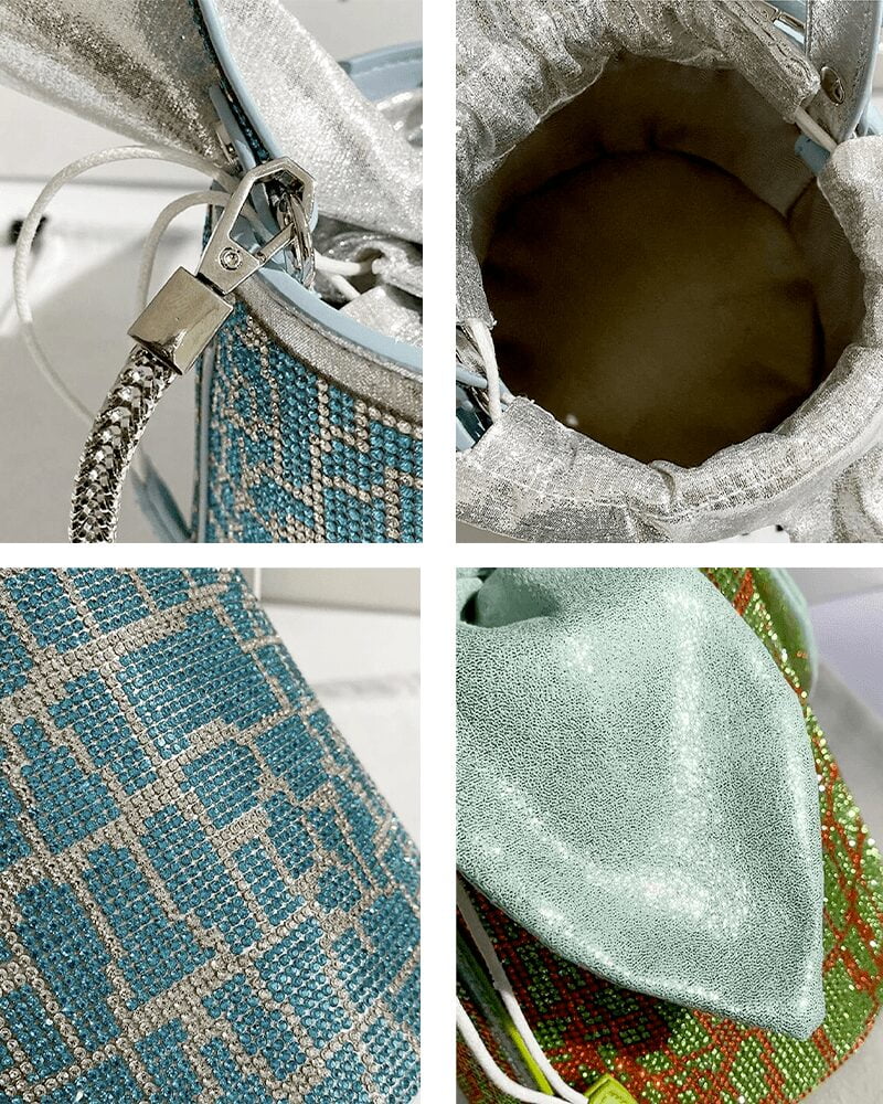 Sac à main Priscilla bicolore motif crocodile strass vue multiple.