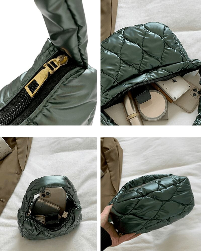 Vue multiple du sac à main vert Randy.