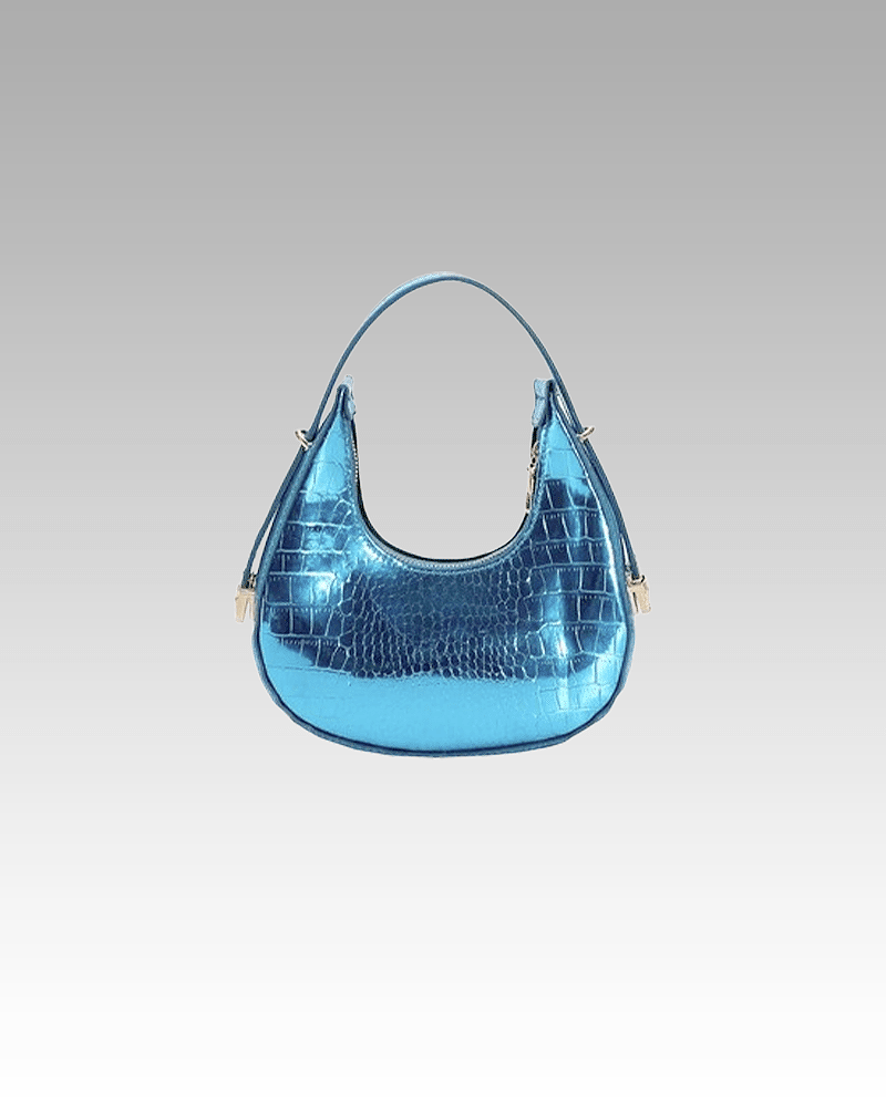 Sac à main Sara bleu clair vernis motif crocodile femme boutique Izamel.