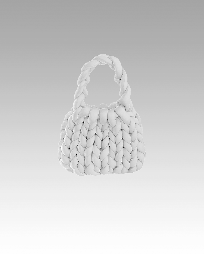 Vicky sac à main tricoté blanc femme boutique Izamel.